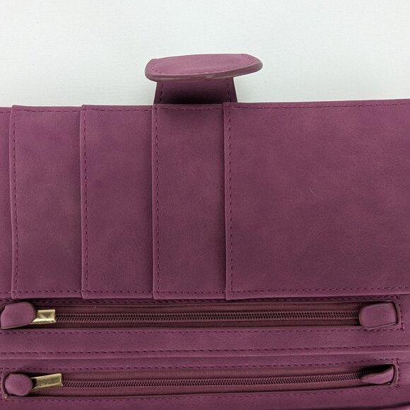 Francesca's Travel Wallet Laser Cut Design Purple Gold Clutch Style - Picture 10 of 12